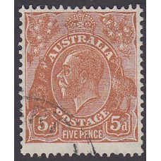 Australian  King George V  5d Brown   Wmk  C of A  Plate Variety 3R3